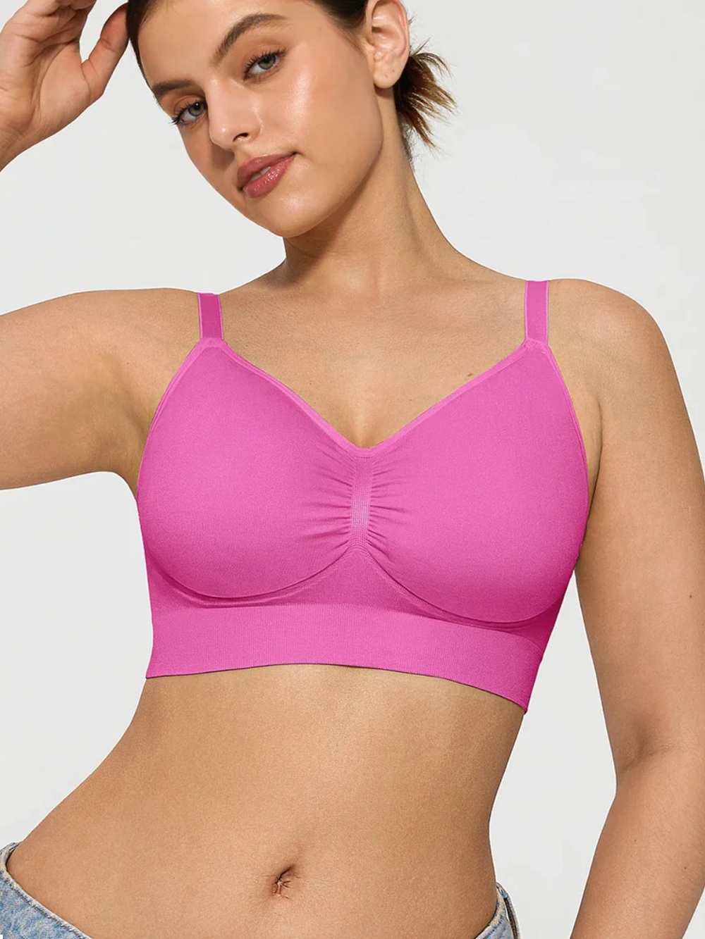 POPILUSH Seamless Comfort Removable Pad Everyday Bra color pink